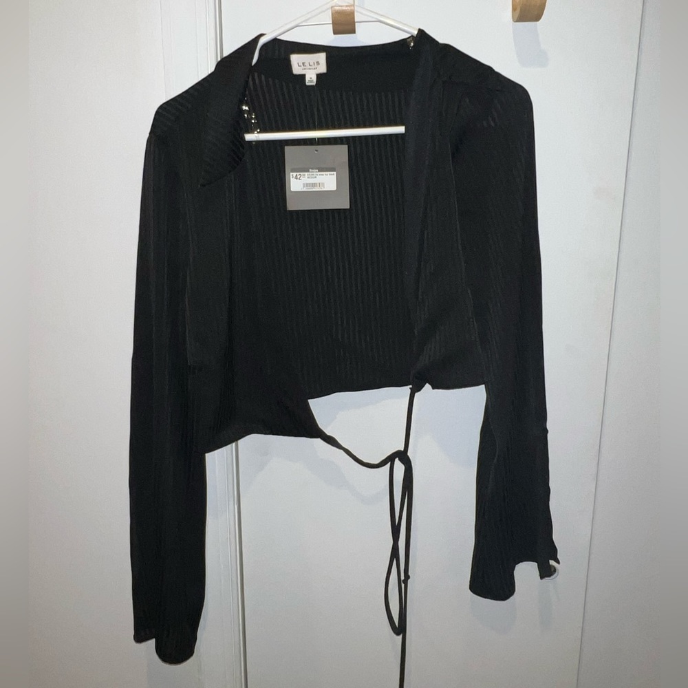 Black striped tie top